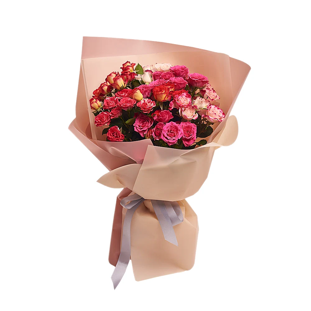 9 кустовых роз микс