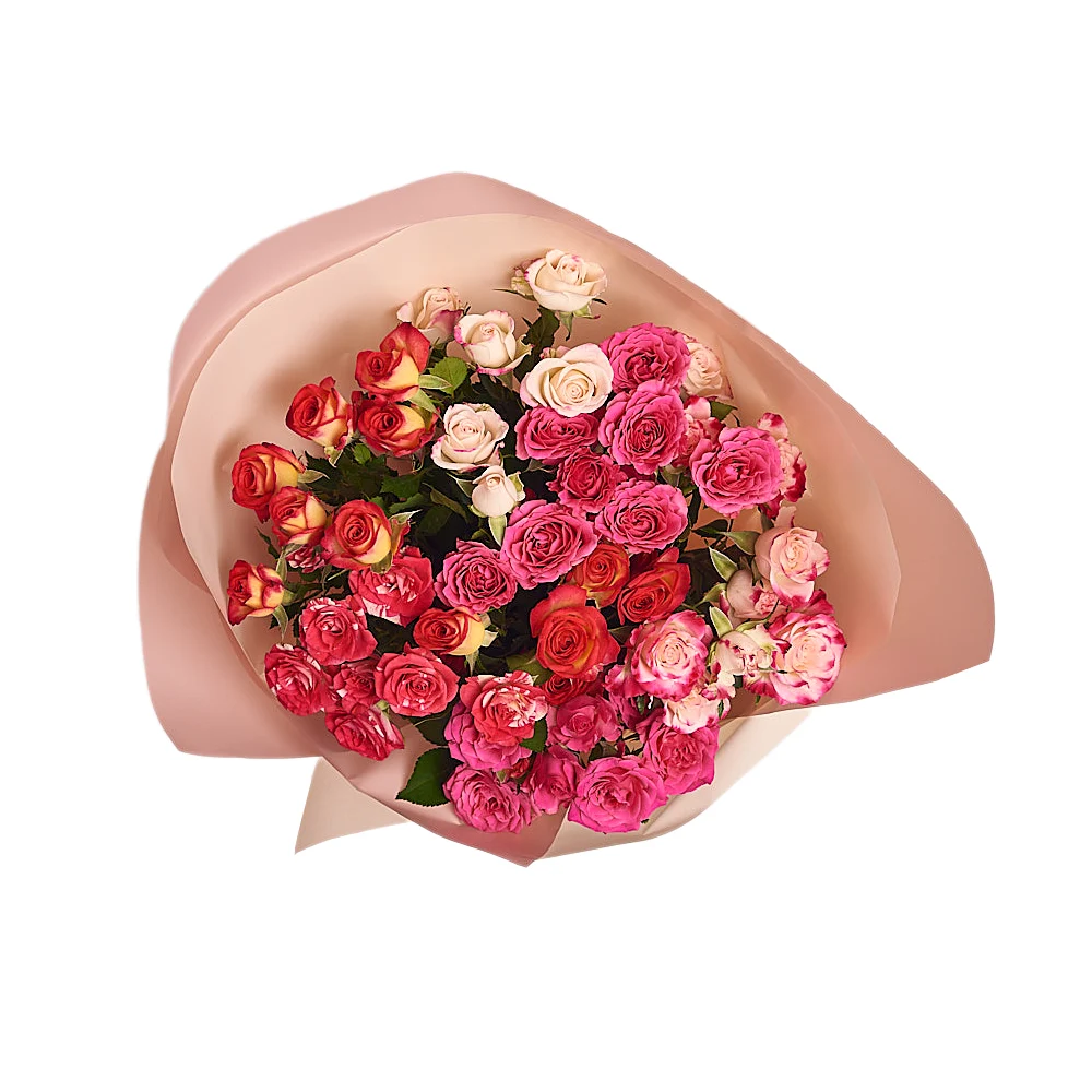 9 кустовых роз микс