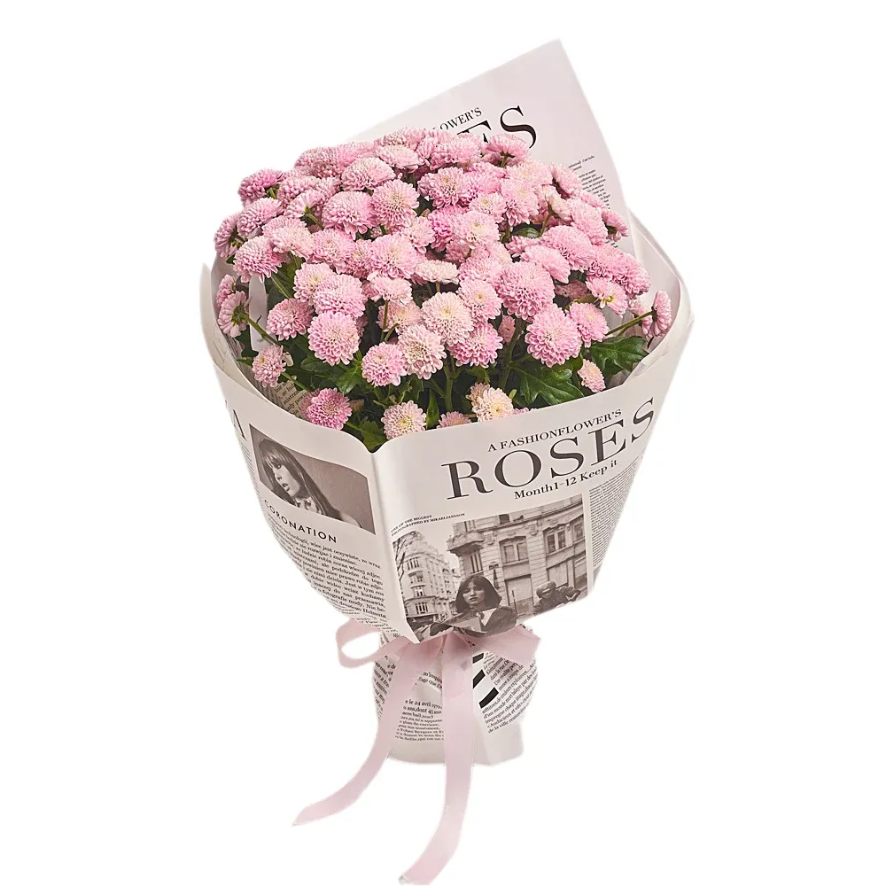 Букет из 25 розовых хризантем Сантини