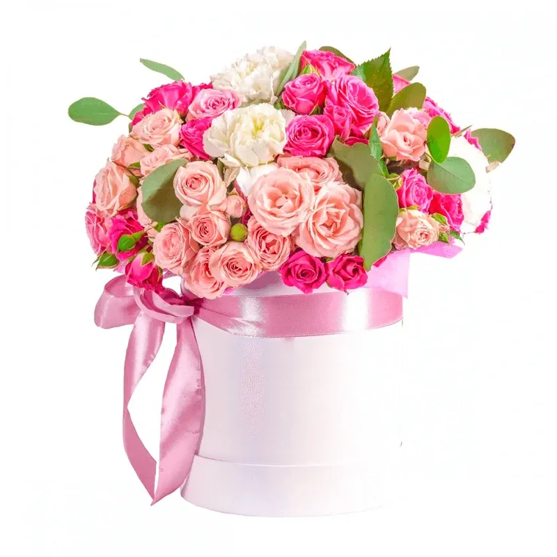 Цветы в коробке «Ванильная любовь»